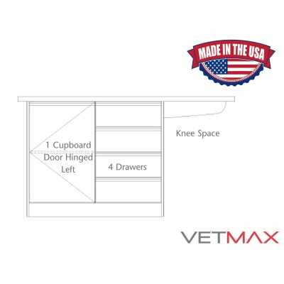 Recessed End Treatment Table - 4 Drawers + Cupboard (Door Hinged Left) - VETMAX®